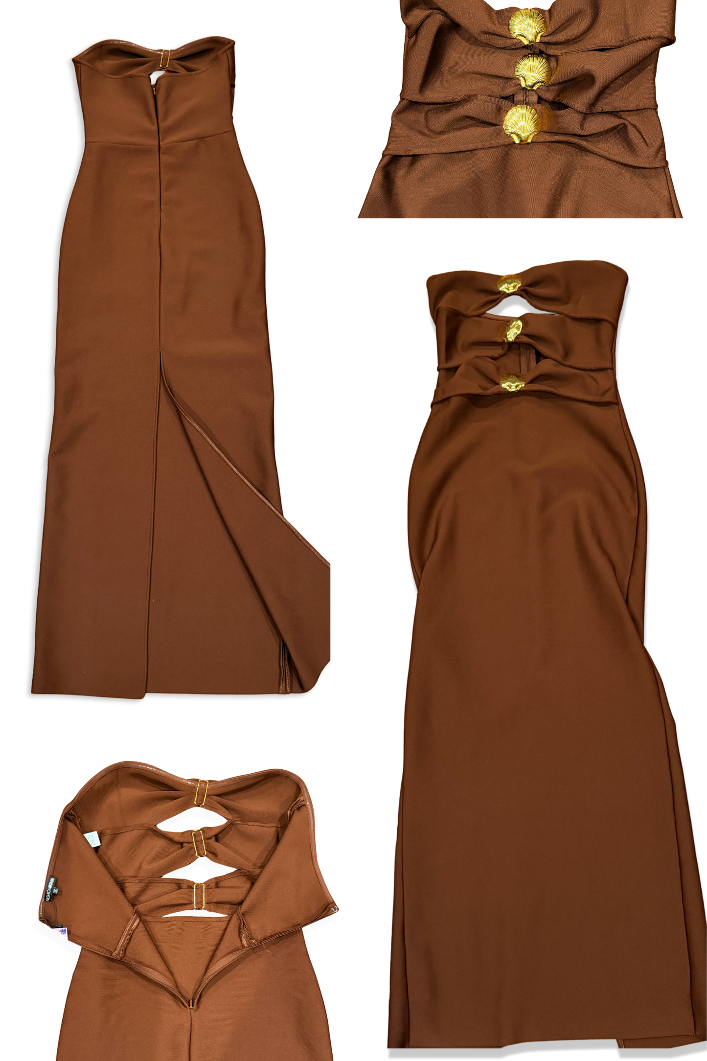 Fashion Nova Elsa Bandage Seashell Maxi Dress - Chocolate