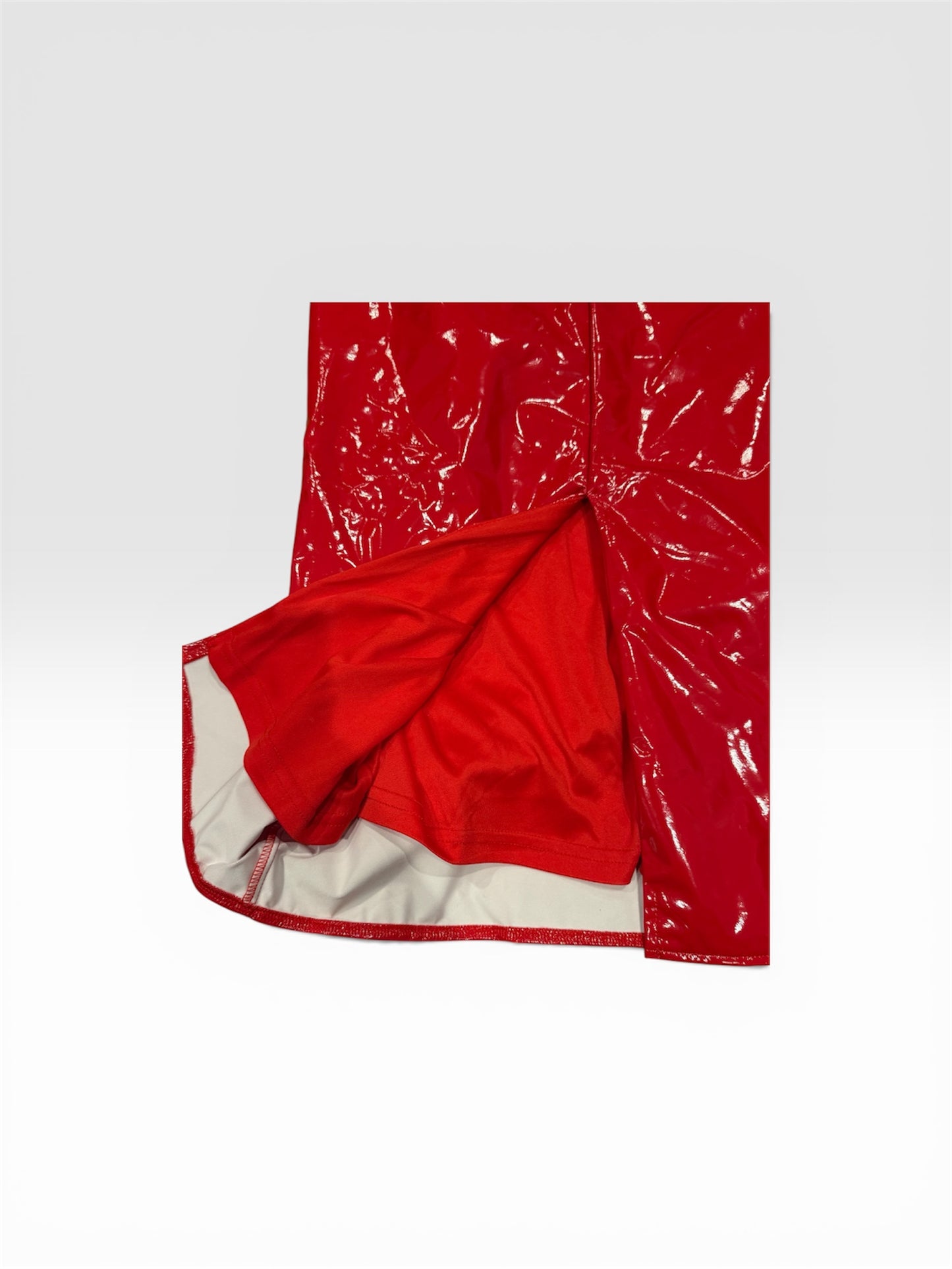 Red Patent Heartbreaker Midi Dress