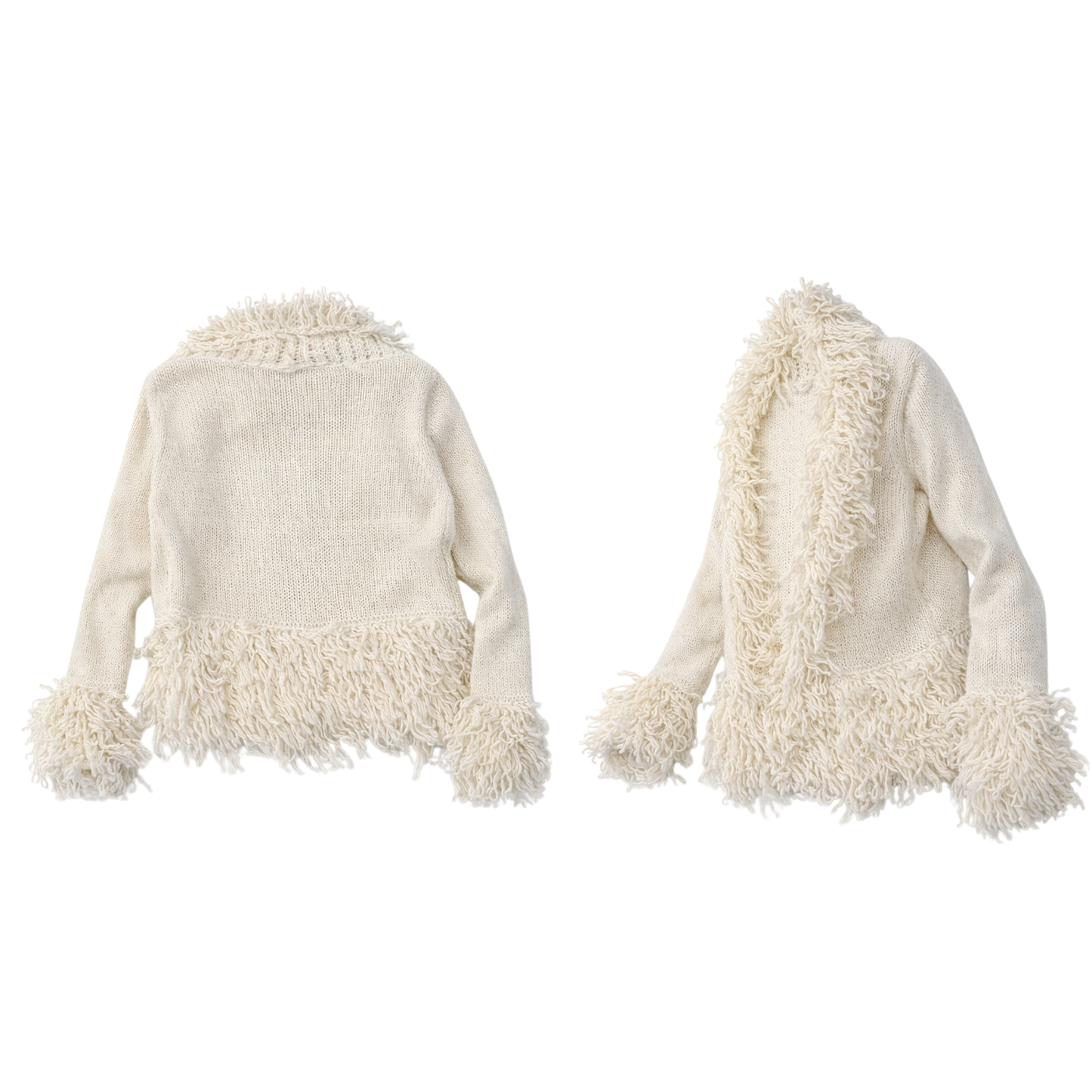 Cream Fringe Knit Cardigan – Size Large