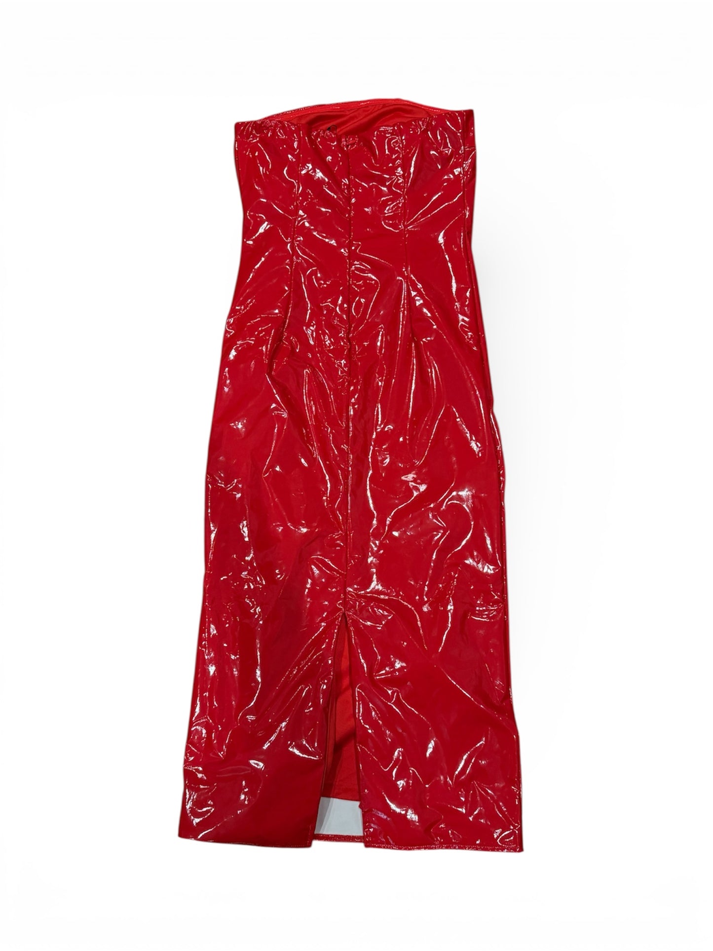 Red Patent Heartbreaker Midi Dress