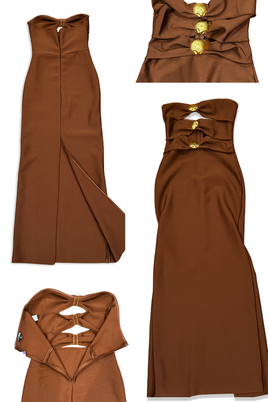 Fashion Nova Elsa Bandage Seashell Maxi Dress - Chocolate