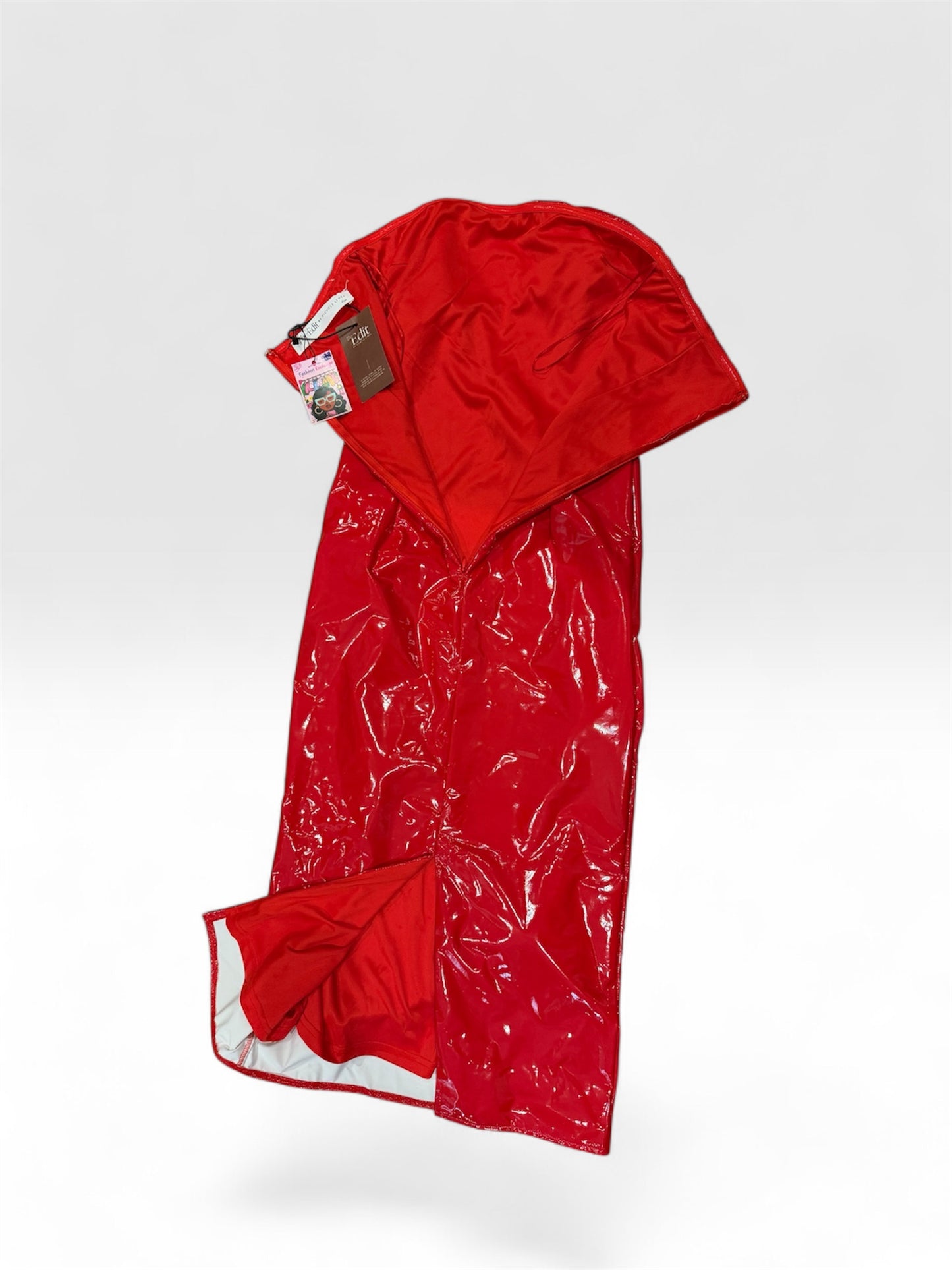 Red Patent Heartbreaker Midi Dress