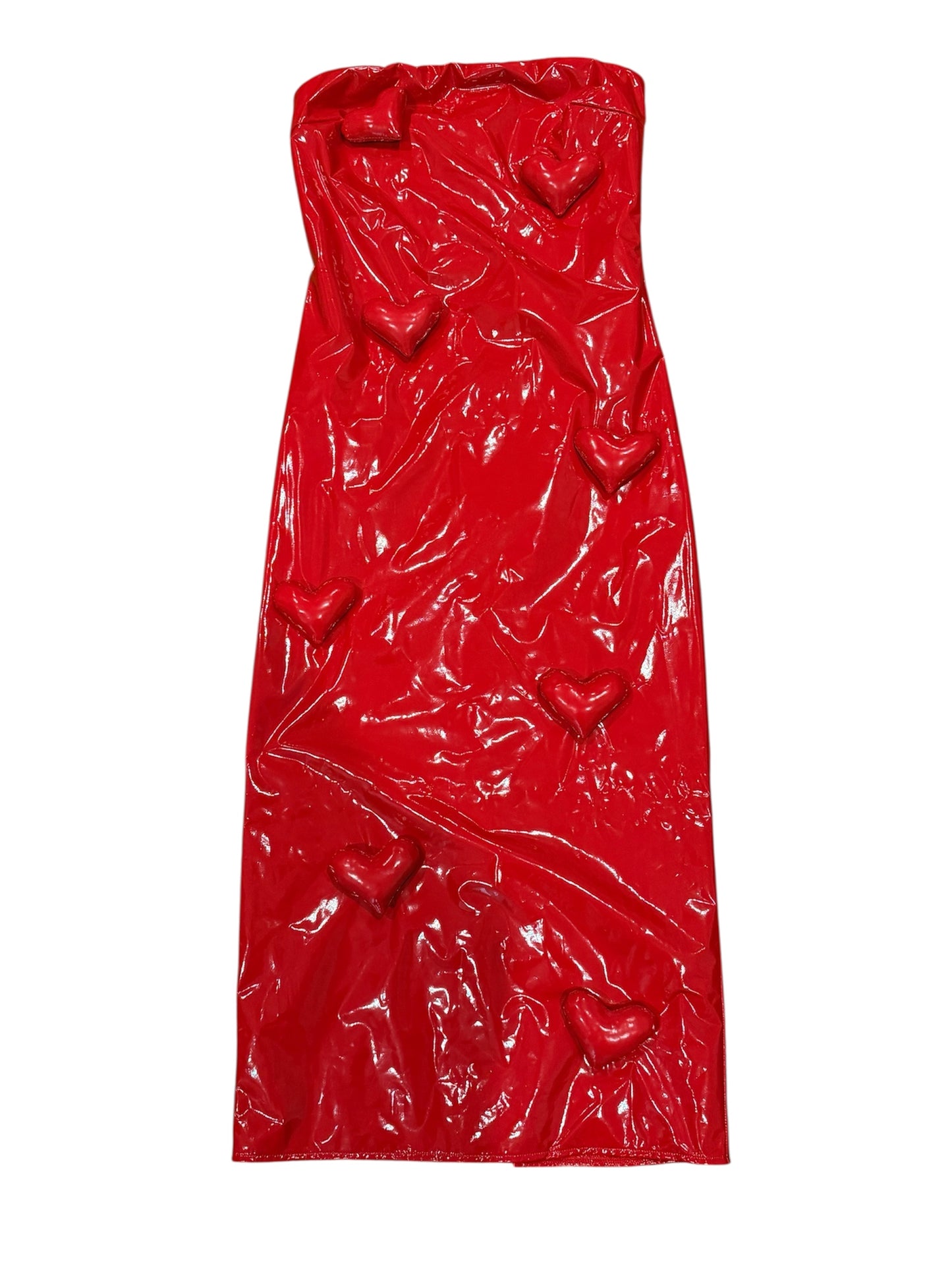 Red Patent Heartbreaker Midi Dress