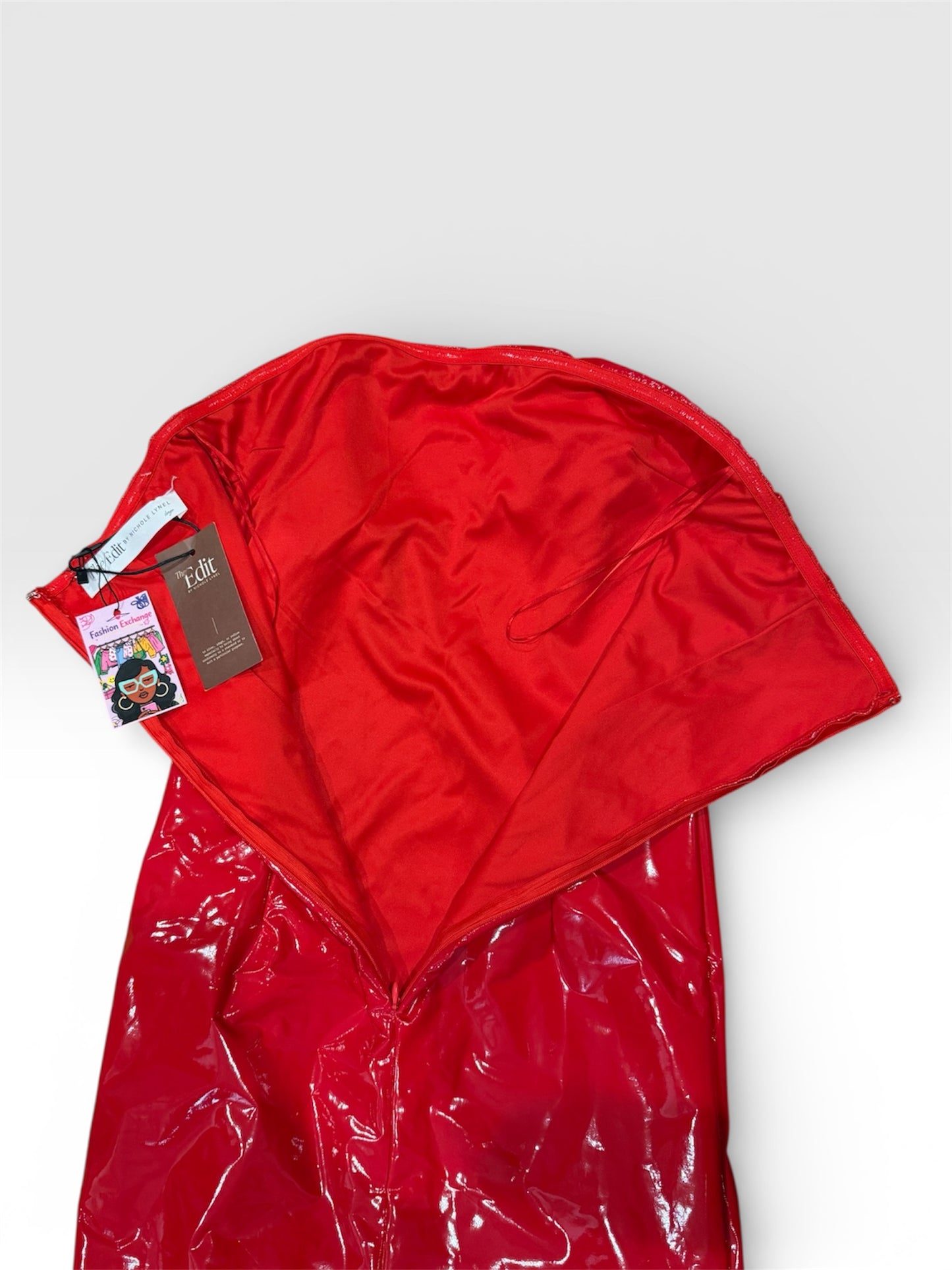 Red Patent Heartbreaker Midi Dress