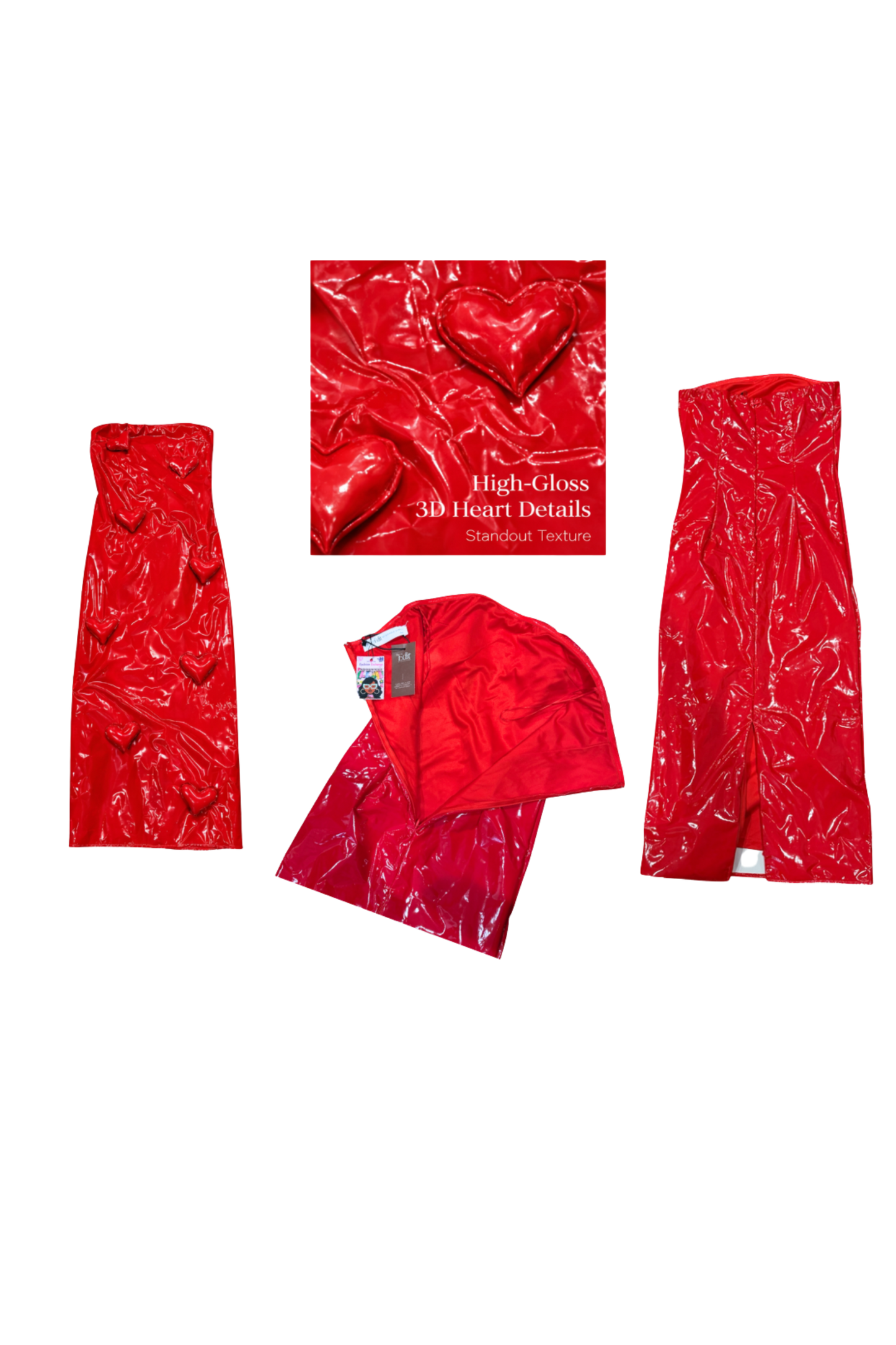 Red Patent Heartbreaker Midi Dress