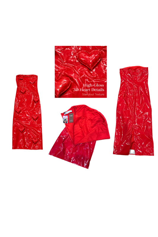 Red Patent Heartbreaker Midi Dress